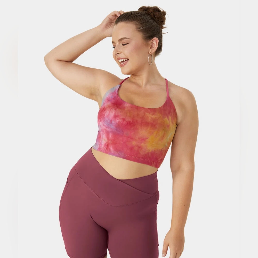 NWT Halara Tie Dye Lace Up Back Crop Top 1x
